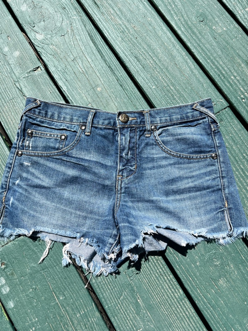 FREE PEOPLE Distressed Demin Shorts
